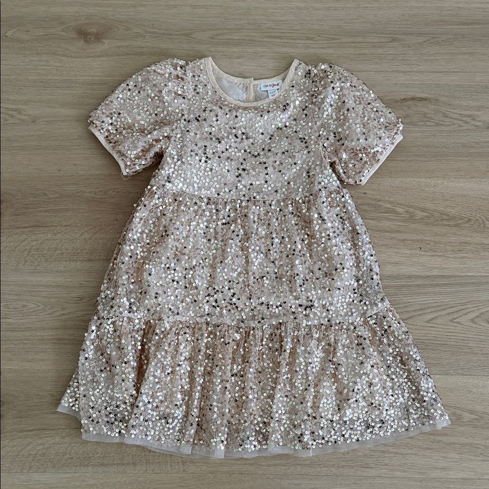 Cat & Jack Glittering Sequin Dress - Cream